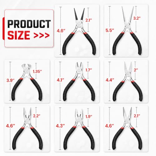 8Pcs Mini Pliers Set for Jewelry Making, Electronics & DIY Crafts