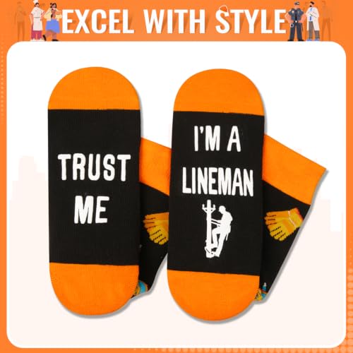 HAPPYPOP Funny Gifts for Women Men - Mechanic Graphic Designer Bus Driver Plumber Sock - color: Trust Me I'm a Lineman
