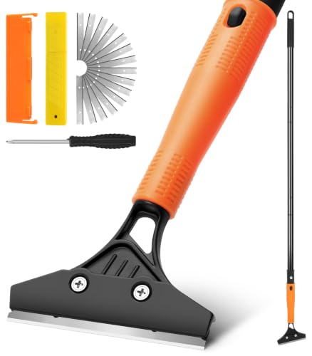 Heavy Duty Floor Scraper with Long Handle,4 Inch Razor Blade Scraper Tool