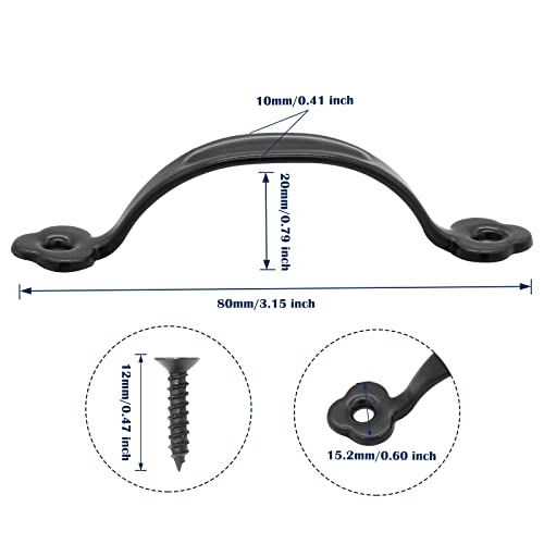 Piutouyar 12 Pcs Barn Door Handles, 2.6 in Hole Center Gate Handle, Black - color: Black, size: 3 Inch