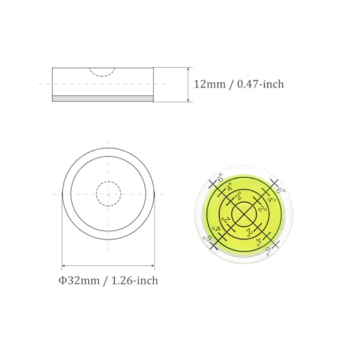 5pcs Small Circular Bubble Spirit Levels - [12mm Diameter 6mm Thickness] Mini Round RV Level Leveling Tools for Travel Trailer Turntable Camera, Lime - color: Lime, size: 12mm x 6mm