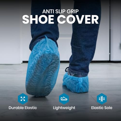 Premium Disposable Boot & Shoe Covers Booties, Durable, Non-Slip, Non-Toxic, Recyclable Protectors, Fits Most Shoes - White - Pack of 100 (50 Pairs) - style: White Bag of 100
