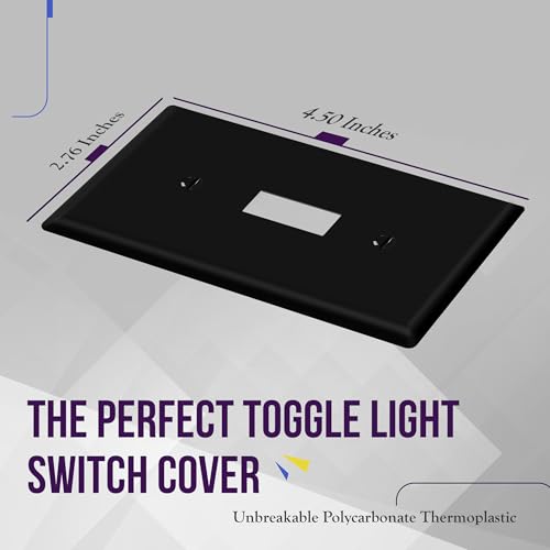 ENERLITES Toggle Light Switch Wall Plate, Gloss Finish, Standard Size 1-Gang 4.50" x 2.76", Unbreakable Polycarbonate Thermoplastic, 8811-BK-20PCS, Black (20 Pack) - color: Black, size: 20 Pack