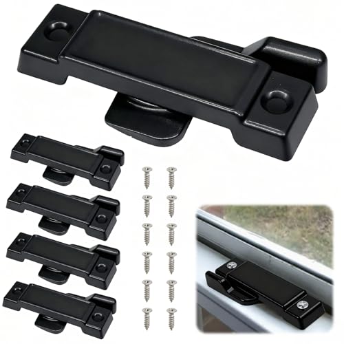5PCS F2590 Sash Locks, Black Window Latch Replacement Parts - color: Black