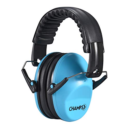 Champs Ear Muffs for Noise Reduction Earmuff Noise Protection Reduction Headphones for Toddlers Kid Children Teen NRR 25dB Safety Hearing Ear Muff Air Shows, Concerts, Firework, Study [Blue] - color: Blue