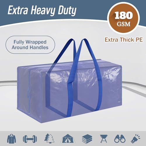 6 Pack Extra Heavy Duty Large Moving Bags with Strong Zipper, Blue - color: Blue, size: 6 Pack