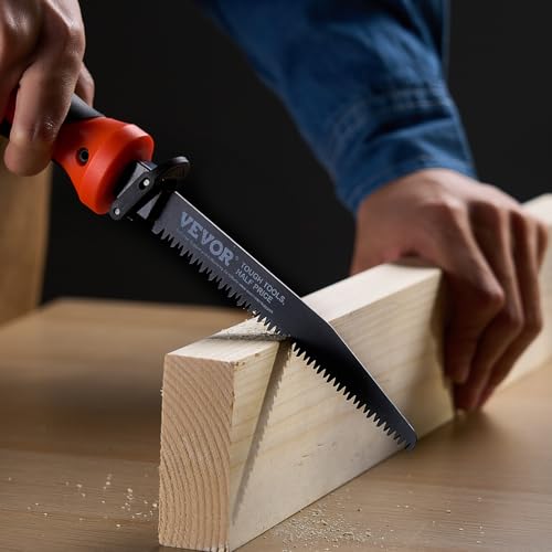 VEVOR Keyhole Saw, 6 in, Soft Grip Handle, 8-in-1 Multi-Blades Drywall, Triple Ground Teeth, for Cutting Drywall Wood Metel Plastic Plywood Wallboard Thin Sheet - size: 6 inch