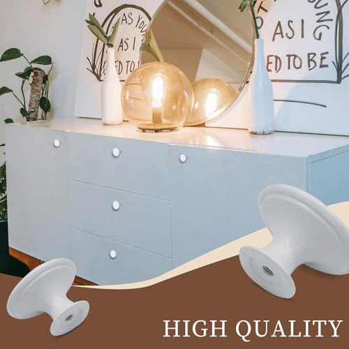 White Cabinet Knobs 1.18" Diameter, 6 Pcs - color: White, size: 6 Pack