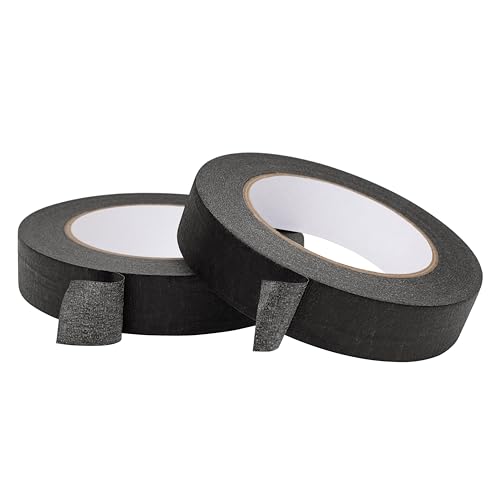 2 Pack Black Painters Tape 1 inch Wide Black Masking Tape Paint Tape Paper Tape 1 inch x 55 Yards x 2 Rolls (110 Yards in Total) - color: Black, size: 1 Inch (2-Pack)