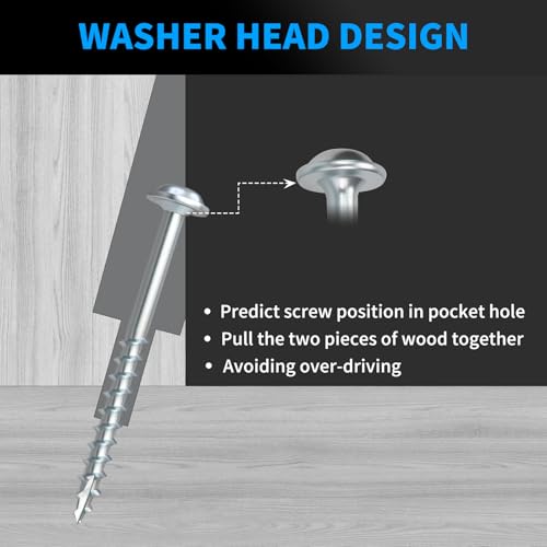 Pocket Hole Screws #8 x 1-1/4 Inch, 600PCS, FIXLINK Interior Pocket Screws - size: #8 X 1-1/4"