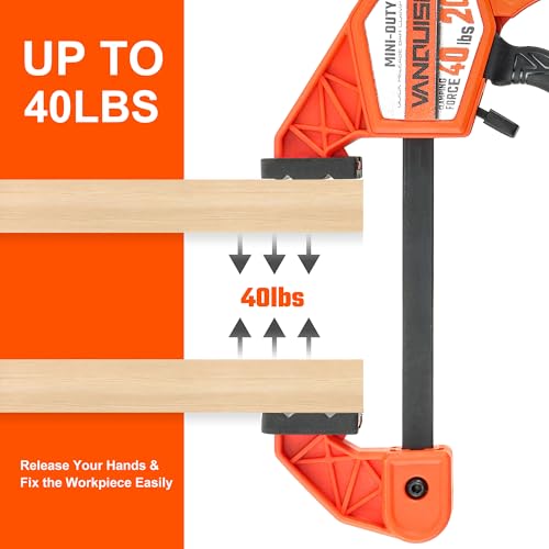 VANQUISH 4'' Mini Bar Clamps for Woodworking 2 Pack, 40LBS Load Limit | Wood Clamp, Quick Release Grip Clamps for Table Wood Working, Light-duty 3624 - size: 4inch 2 Pack