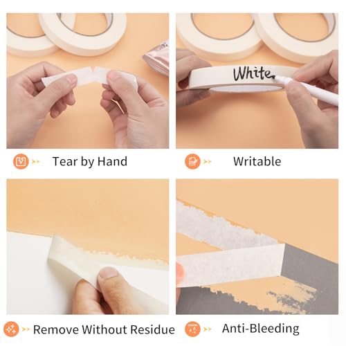 KICNIC Painter Tape White Masking Tape, 0.7 in x 60 yd, 3 Rolls, Removable - color: White, size: 3 Rolls