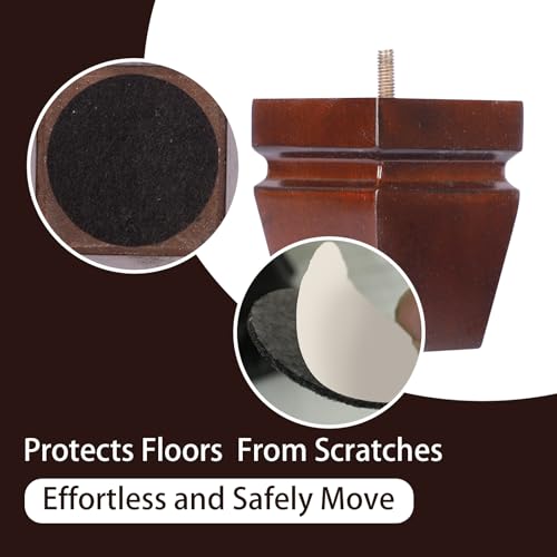 Wood Legs for Furniture 4 inch Heavy Duty Sofa Legs Square Brown Bed Legs Pack of 4, Mid Century Chair Feet, Sofa Replacement Parts, Dresser Leg Sideboard Recliner Couch Riser - color: Brown, size: 4"H*3.15"W