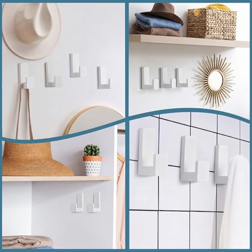 Teenyyou 6 Pcs Cute Kids Wall Hooks Adhesive for Backpack White - color: White
