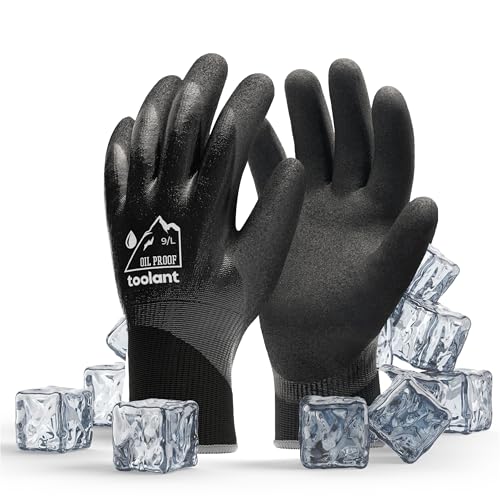 toolant Waterproof Winter Work Gloves, Double Nitrile Oil Resistant Grip - color: Black, size: Large (Pack of 1)