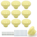 10-Pack Ceramic Cabinet Knobs Light Yellow 32mm Round Drawer Pull - color: Light Yellow