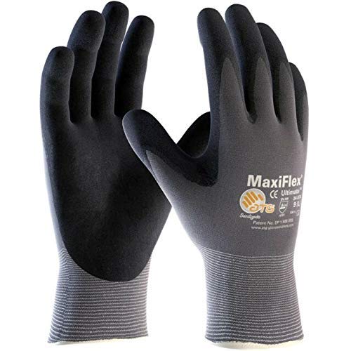 MaxiFlex 34-874 Ultimate - Nylon Micro-Foam Nitrile Grip Gloves - Black Gray - Sizes - 12 Pairs (Dozen) - size: X-Large, style: 3 Pair