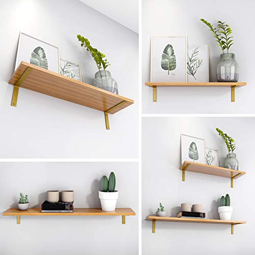Gold Heavy Duty Shelf Brackets 8 Inch, Extra Thick L Shelving Brackets, Rustic Gold Iron Floating Shelves Wall Mounted with Hardware for DIY Open Shelving, 4 Pack - color: Gold, size: 8 Inch