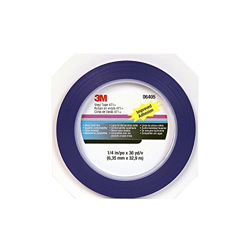 3M 471+ PN6405 Indigo Vinyl Tape, Conveniently Packaged, 1/4" x 36 yd (Pack of 1) - size: 1/4" x 36 yd