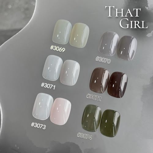 GAOY Dark Gel Nail Polish Set, 6 Colors Milky Jelly Colors Black Green Gray | Buildable Color, Blooming Effect, UV Lamp Required, Long Lasting, Easy to Apply, Salon Manicure at Home - color: That Girl XNK0633