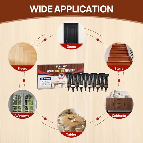 Boncart Wood Furniture Repair Kit, Wood Touch up Fillers - color: 10 Colors