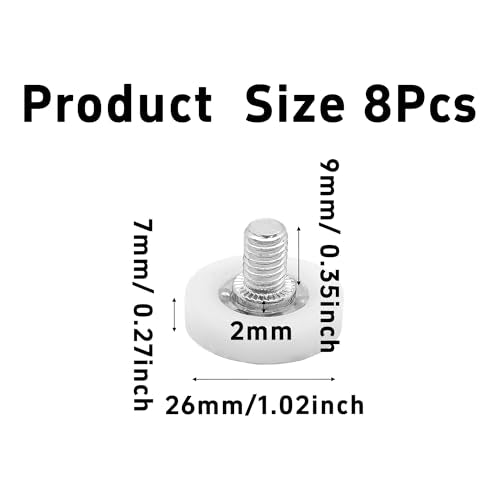 8Pcs 26mm Drawer Rollers, Nylon Drawer Pulley Replacement Wheels with Bearings and Nuts, Small Slide Roller for Cabinet, Sliding Door, Filing Cabinet, Smooth Drawer Positioning Guide - size: 26mm