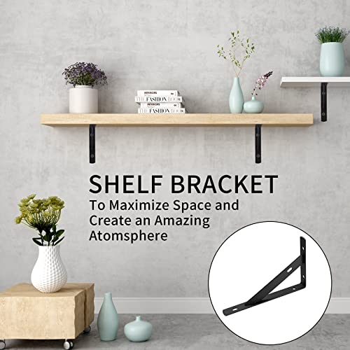 Heavy Duty Shelf Brackets - 8 Pcs L Shaped Metal Wall Mount Shelves Support for Floating Shelves (3.7 x 6 inch) (Pack of 2) - size: 3.7 x 6 inch Black (Pack of 2)