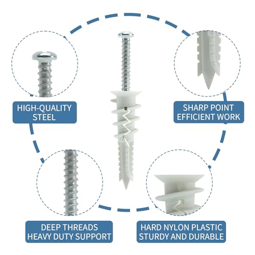 #8 Self Drilling Drywall Anchors and Screws Kit, 140 Pieces