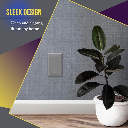 ENERLITES 10 Pack Mid-Size Blank Wall Plate Cover, No Device, 1-Gang, Gray - color: Gray, size: Mid-Size
