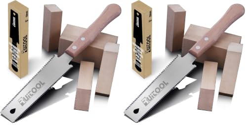 RUITOOL Japanese Hand Saw 6 Inch Double Edge Sided Pull Saw Ryoba SK5 Flexible Blade 14/17 TPI Flush Cut Beech Handle Wood Saw for Woodworking Tools (Pack of 2) - size: Small (Pack of 2)