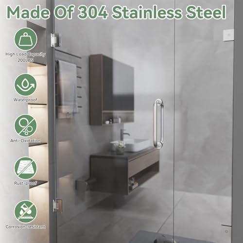 304 Stainless Steel Shower Door Hardware Kit - color: Brushed Sliver
