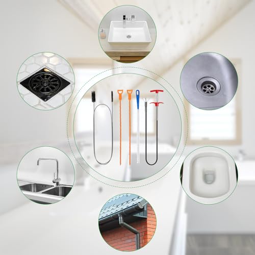 5 Pcs Hair Drain Clog Remover Tool,Hair snake Tool Opener