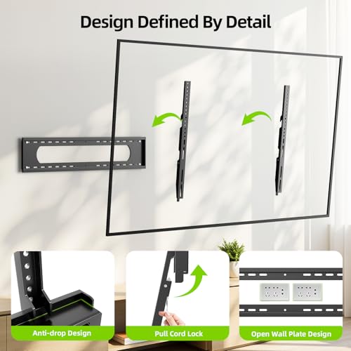 USX MOUNT Fixed TV Wall Mount for 65-120 inch Flat TVs up to 220 Lbs, Low Profile Wall Mount TV Bracket fits 16" 18" 24" 32" Stud Spacing, Max VESA 900x600mm for Most 100 98 90 85 86 inch TV - size: 65-120 inch