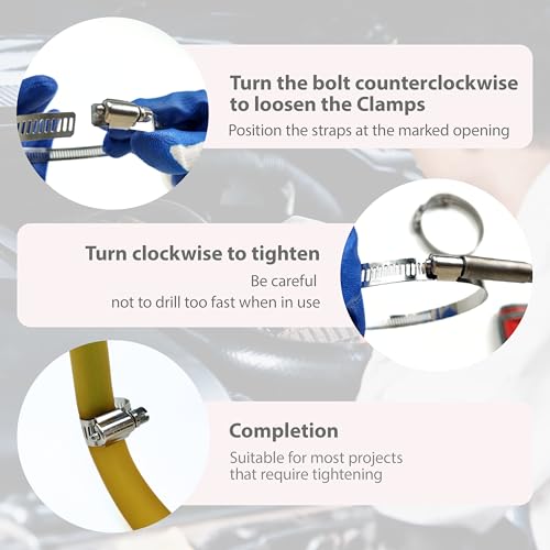 5 Inches Hose clamps, 304 Stainless Steel Worm Gear Hose Clamps,10 Pcs Fuel Line Pipe Clamps - size: 4 in - Φ105~127 mm