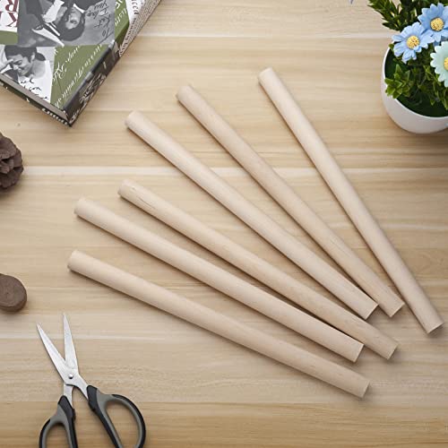 3/4 x 12 Wooden Dowels Wooden Sticks for Crafts, 6 PCS Macrame Wood Dowel Rods, Unfinished Hard Wood Sticks for Crafting, Arts and DIYers, Tiered Cake Support and Wedding Ribbon Wands - size: 3/4"×12"-6PCS