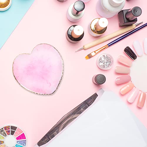 Resin Nail Art Palette Nail Mixing Palette Polish Color Mixing Plate Golden Edge Nail Holder Display Board Heart Shape Cosmetic Mixing Tools (Pink) - color: Pink