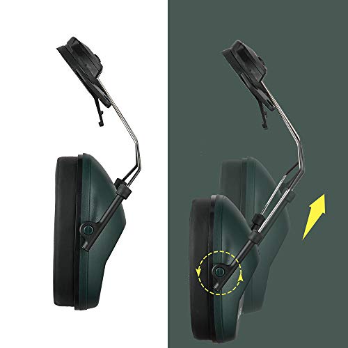Noise Cancelling Helmet Attachable Ear Muffs Blocking Sound Reduction Ear Protection for Construction Site,Adaptors - color: Dark Green