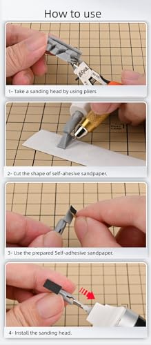 ANSAI Electric Reciprocating Sander, With 8pcs 3D Print ABS Head For Hobbies,Art,Miniature,figure polishing,sanding