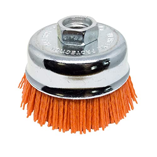 Benchmark Abrasives 3” Nylon Wire Wheel Cup Brush with 5/8"-11 Female Thread, Perfect for Rust or Paint Removal, Sanding, Polishing, Scrubbing, Heavy Grout Removal - (Blue) - color: Blue
