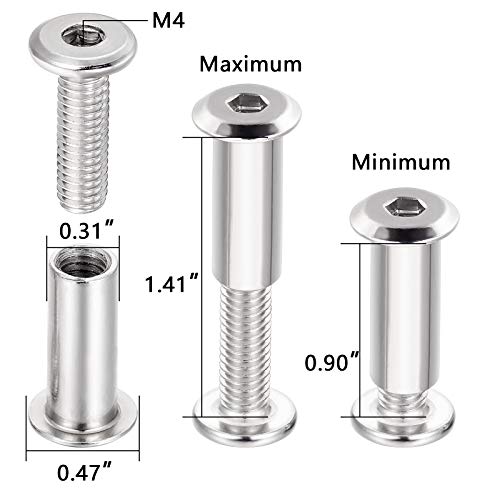 40 Sets Silver Furniture Connector Bolts M6x20mm Binding Screws for Wood - color: M6x20mm-D