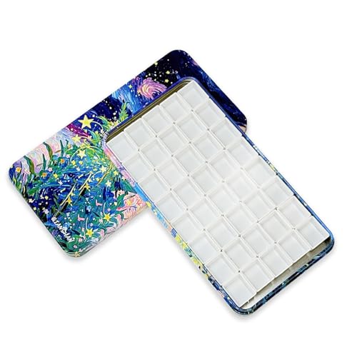 qianshan 40Pcs Empty Half Pans Watercolor Tin Palette with Magnetic Stripe - color: Starlit Bloomfield
