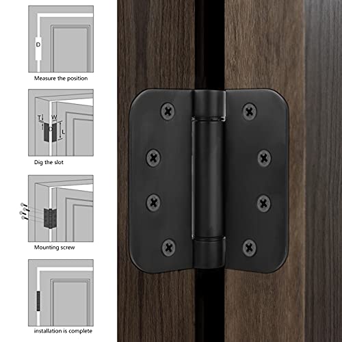Adjustable Spring Door Hinges,4"X4",Matte Black,3Pack
