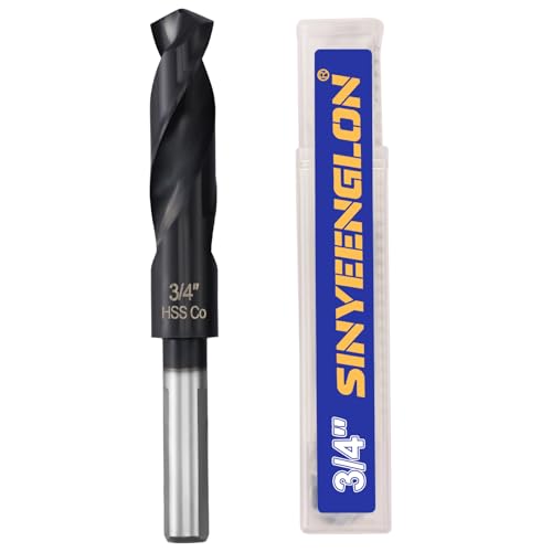 3/4 Cobalt Drill Bit for Metal and Hardened Steel, 1/2 Inch Reduced Shank M35 HSS Twist Heavy Duty Drill Bits, with Index Storage Case - size: 3/4 in