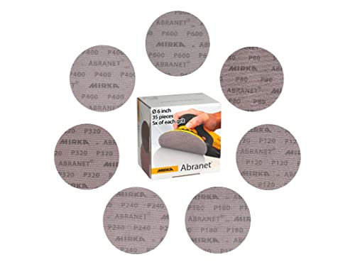 Mirka Abranet 6 Inch Assortment Mesh Sanding Discs, Hook and Loop, 35 Pack - size: Grit Assortment