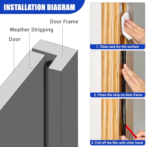 Weather Stripping Door Seal, 20Ft, Black (3/8" W × 1/4" T) - color: Black, size: S (3/8" W × 1/4" T)