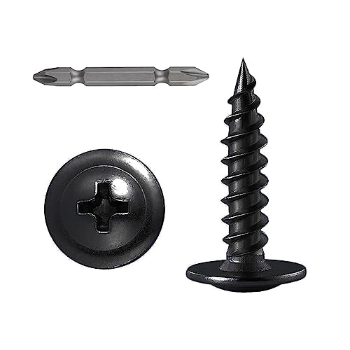 Wensilon (250 pcs)#8×1" Black Truss Head Wood Screws Quick Metal Self Tapping Zinc Oxide - color: Black, size: #8×1"