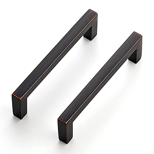 Ravinte Oil Rubbed Bronze Cabinet Handles Cabinet Pulls 3-3/4 Inch 5 Pack | Zinc Alloy, Slim Square Bar Grip, Smooth Drawer Pull Feel, Kitchen Cabinet Update, For Cupboards, Dressers, Drawers, Hardware - color: Oil Rubbed Bronze, size: Flat Black 3-3/4''