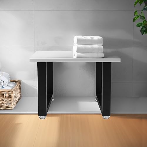 16 Inch Metal Bench Coffee Table Legs, Heavy Duty Desk/Chair Legs,Black Metal End Furniture Legs with Adjustable Protector Feet (H16” x W11.8”, Set of 2) - size: 16 '' Square