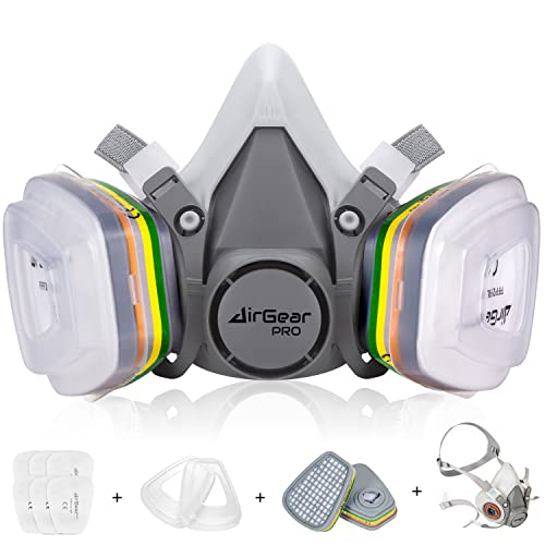 AirGearPro M-500 ABEK1-P2 Reusable Respirator Mask | Anti-Dust mask Ideal for Spray Painting, Sanding, Building work, DIY and more. - style: Abek1 P2