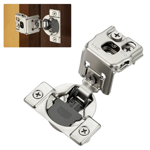 Satin Nickel Cabinet Hinges 1-1/2 Inch Overlay 10 Pack(5 Pairs) | Stainless Steel Build, Soft Close Concealed Hinge, 3D Self-Closing Adjustment, Face Frame Door Fit, Kitchen Cabinets - size: 1-1/2 inch Overlay